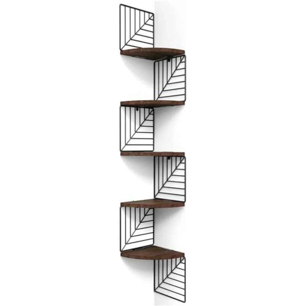Corner Shelf Wall Mount of 5 Tier, Rustic Wood Floating Shelves Wall Shelves